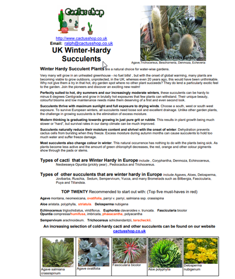 Winter Hardy Succulents FREE Care Sheet download